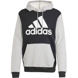 adidas Men's Essentials Fleece Big Logo Hoodie, Black/Medium Grey Heather, XXL