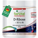 Fairvital | D-Ribose Pulver - mit Vitamin B3 und B5 - VEGAN - 300g