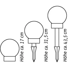 Buri Kugelleuchte Kunststoff 2er Set Solar LED weiß