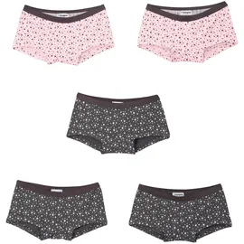 bonprix Panty BONPRIX, Mädchen, Gr. 152/158, 5 Stk., grau (schiefergrau, hellrosa bedruckt), Obermaterial: 95% Baumwolle, 5% Elasthan, Unterhosen Panty, im 5er-Set, aus Baumwolle und Elasthan, körpernahe Passform