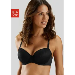 Schalen-BH LASCANA "Chiara", Damen, Gr. 80, Cup C, schwarz, Spitze, Trikot, Obermaterial: 85% Polyamid (TACTEL), 15% Elasthan (LYCRA), modisch, BHs, mit graphischem Netz-Muster, Dessous