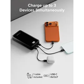 UNIQO Power LCD 20K – Power Delivery 22,5W (PD 3.0 PPS), 20.000mAh Powerbank, LCD-Display, USB-C, USB-A, Schnelllade-Powerbank, Ladegerät für iPhone, Tragbar für Reisen, Schwarz