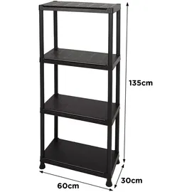 Curver Lagerregal Kunststoff 60 x 30 x 135 cm schwarz 4 Fachböden