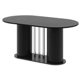 Design Esstisch HCE-111 Oval Hochglanz ausziehbar Tisch Esszimmer rund - Schwarz