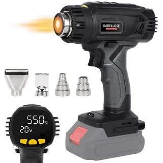PRIISF Akku-Heißluftgebläse Heißluftgebläse Einstellbare Temp Heißluftfön Heißluftpistole 4 Düsen, (Für Makita Akku 18V, LCD-Bildschirm Elektrische Hitzepistole Werkzeuge Ohne Akku), Heißluftpistole Heißluftfön Heissluftgebläse Düsen Entlacken schwarz