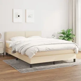 vidaXL Boxspringbett mit Matratze Creme 140x200 cm Stoff - Creme