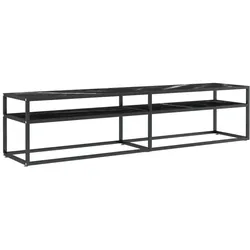 vidaXL TV-Schrank Schwarz Marmor-Optik 180x40x40,5 cm Hartglas