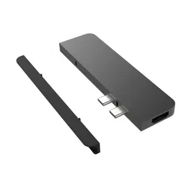 Hyper HyperDrive Duo 7-in-2 Dock für MacBook Pro/Air – Space Gray, HD28C-SILVER, grau