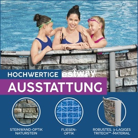 BESTWAY Power Steel Frame Pool Set 671 x 132 cm inkl Filterpumpe Steinoptik