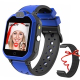 Smartwatch für Kinder, 4G, mit GPS, WLAN, Video-Chat, Schrittzähler, SOS-Alarm, Telefonuhr für Kinder von 4-12 Jahren (4G-blau)