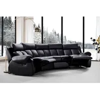 Salottini Ecksofa Recliner Kinosofa Pedro Kino Sofa Ecksofa Relaxsofa, 3 Teile, Echtleder schwarz