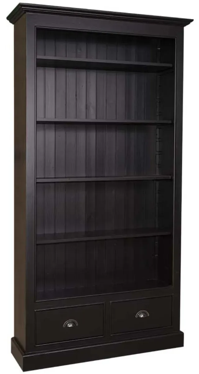 Casa Padrino Landhausstil Bücherschrank Schwarz 109 x 39 x H. 210 cm - Wohnzimmermöbel im Landhausstil
