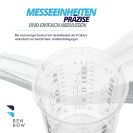 Benbow Profi-Messbecher mit Deckel 50x 680ml mit vielfältiger Skalierung - Becher mit Skala, Lackmischbecher, Meßbecher, Lackbecher
