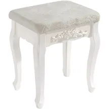 Woltu Schminkhocker, Sitzhocker, Hocker Landhaus Hocker, Polsterhocker, MDF Holz, Weiß lackiert, für Schminktisch, Barock, Cremeweiß