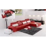 aea Ledersofa mit USB,Wohnlandschaft Ecksofa Eck Garnitur Design Modern Sofa F3011C - Rot