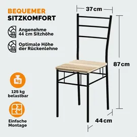 CASARIA CASARIA® Esstisch mit 4 Stühlen Holz Eiche hell