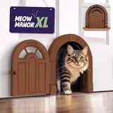 Katzentür Innentür – Meow Manor Extra große Haustiertür, 26 x 28 cm, Keine Klappe, Katzentür für Katzen bis zu 13,6 kg, einfache Selbstmontage, sichere Installation in Minuten, kein Training