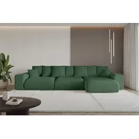altdecor Ecksofa Cord mit Schlaffunktion 2-Sitzer Grün