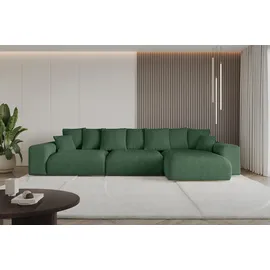 altdecor Ecksofa Cord mit Schlaffunktion 2-Sitzer Grün