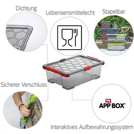 Rotho Evo Total Protection Aufbewahrungsbox 59,0 x 39,5 x 18,5 cm 3-tlg. rot