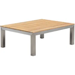OUTFLEXX Beistelltisch, silber/natur, Edelstahl/FSC-Teakholz, 90 x 70 x 33 cm
