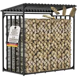 lawa living and lifestyle Kaminholzregal Metall verzinkt 185 x 105 x 185 cm mit Dach Schwarz