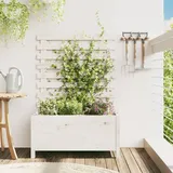 vidaXL Pflanzkübel mit Rankhilfe Weiß 79x39,5x114 cm Massivholz Kiefer
