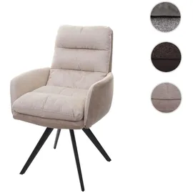 MCW Esszimmerstuhl MCW-G66, Küchenstuhl Stuhl, drehbar Auto-Position Stoff/Textil MVG ~ creme, mit Armlehne