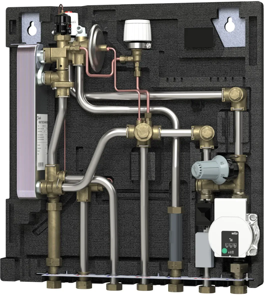 Danfoss Wohnungsstation Evoflat MSS 1 E NT-Heizung, 43kW, Dämmhaube, HTC