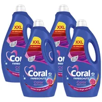 Coral Colorwaschmittel Optimal Color XXL Flüssigwaschmittel für länger strahlende Farben mit Farbpflege-Kraft natürlicher Herkunft 60 WL (Packung mit 4)