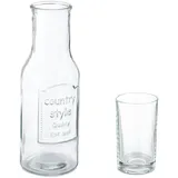 Relaxdays Wasserkaraffe Set mit Gläsern, 5-teiliges Set, 1,5 l, 200 ml, Karaffe ohne Deckel, Wassergläser, transparent