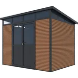 Weide Gartenhaus | Aluminium Gerätehaus mit Doppeltür | 278x218x226 cm | Wetterfest in Teak