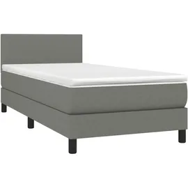 vidaXL Boxspringbett mit Matratze & LED Dunkelgrau 100x200 cm Stoff