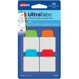 AVERY Zweckform Art. 74760 Haftstreifen transparent/bunt (40 Haftnotizen, 25,4x38,1mm, beschreibbare Index Tabs Folie, ablösbare Klebezettel, Page Marker, Sticky Notes, Klebemarkierungen)