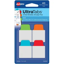AVERY Zweckform Art. 74760 Haftstreifen transparent/bunt (40 Haftnotizen, 25,4x38,1mm, beschreibbare Index Tabs Folie, ablösbare Klebezettel, Page Marker, Sticky Notes, Klebemarkierungen)
