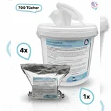 Blanc HYGIENIC Desinfektionsmitteltücher im Eimer, 700 Tücher getränkt in Desinfektion ALKOHOLISCH (1 Eimer inkl. 5 Rollen je 140 Tücher)