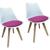 Hti-Living HTI-Living, Stühle, Esszimmerstuhl 2er Set Atlanta Weiss/Pink