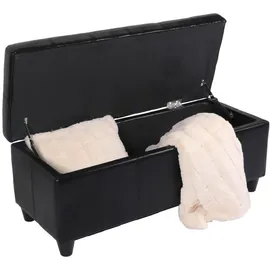 berlinlodge Aufbewahrungs-Truhe Sitzbank Lars HxBxT 45x112x45cm Schwarz Leder + Kunstleder