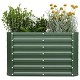 Blumfeldt High Grow Straight Hochbeet 600 L Wetterfest Offene Bodenstruktur Quadratisch Dunkles Moosgrün