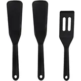 Mini Servierspatel, 3 Stück Silikon Servierspatel, Antihaft Silikon Servierwender, Plätzchen Schlitz Spatel, Für Küche Kochspatel Backen Kochgeschirr Utensilien Set(Schwarz)