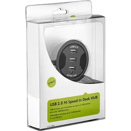 goobay 3-fach USB 2.0 Hi-Speed Einbau-HUB/Verteiler - zum Einbau in 60 mm Tischdurchführungen