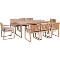 Beliani Gartenmöbel Set 8-Sitzer Hellbraun es Akazienholz Tisch mit