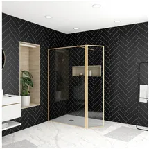 Marwell Walk In Dusche mit schwenkbarer Flügeltür 200 x 120 cm Gold 5mm Glas