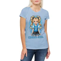 Urban Backwoods Print-Shirt Anime Comwboy Cheerleader Girl Damen T-Shirt American Football (1-tlg) Rockabilly Texas Blue Team blau M