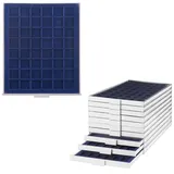 Münzbox grau 48 eckige Fächer für Münzen bis 30mm, Blaue Einlage z. B. 1 Oz. ...