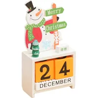 Weihnachtskalender aus Holz für den Schreibtisch, Weihnachtsmann, Schneemann, Rentier, Baum, ewiger Kalender, Holz-Displayblock, Ornament für die...