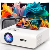 Strex Beamer - 1080P Full HD - 15000 Lumen - Drahtloses Streaming - WiFi - Bluetooth - Mini Beamer - Projektor - Weiß