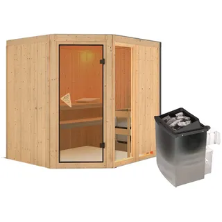 Karibu Sauna Fiona 2 inkl. 9 kW Ofen + int. Steuerung