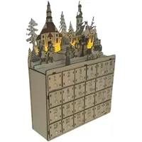 ZwaitL Holz LED Beleuchteter Adventskalender mit 24 Schubladen Countdown Kalender Desktop Dekoration Einzigartige Weihnachten