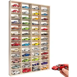 Creative Deco Deco Setzkasten Holz Sammlervitrine für Autos 1:32 | 52 Fächer | Wandregal für Miniaturen 78 x 49,5 x 5,5 cm